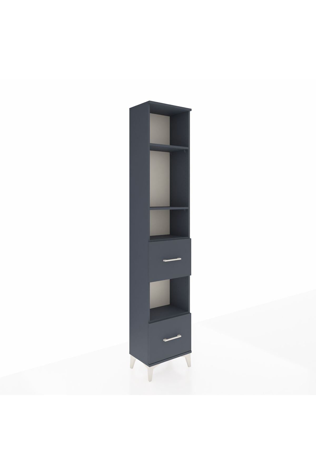 Arges Dolap 4 Raflı 2 Çekmeceli 44x30x221 Antrasit-Antrasit