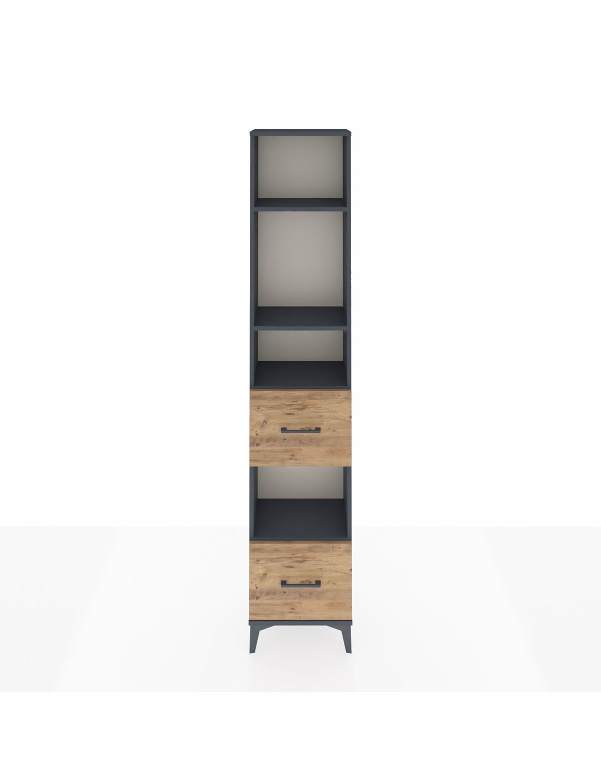 Arges Dolap 4 Raflı 2 Çekmeceli 44x30x221 Antrasit-Çam