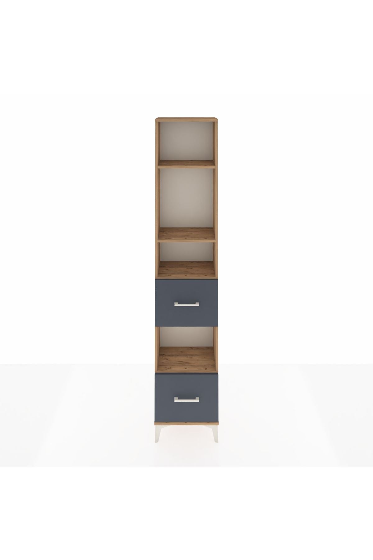 Arges Dolap 4 Raflı 2 Çekmeceli 44x30x221 Çam-Antrasit