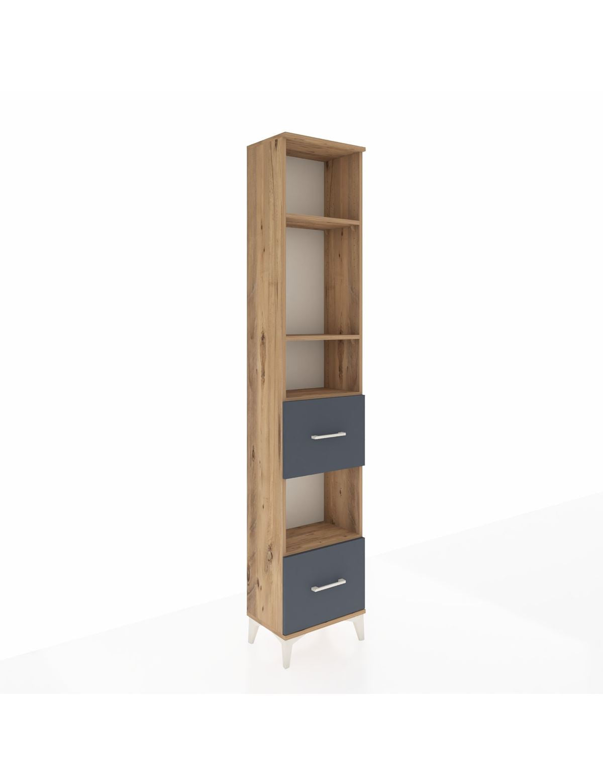 Arges Dolap 4 Raflı 2 Çekmeceli 44x30x221 Çam-Antrasit