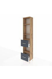 Arges Dolap 4 Raflı 2 Çekmeceli 44x30x221 Çam-Antrasit