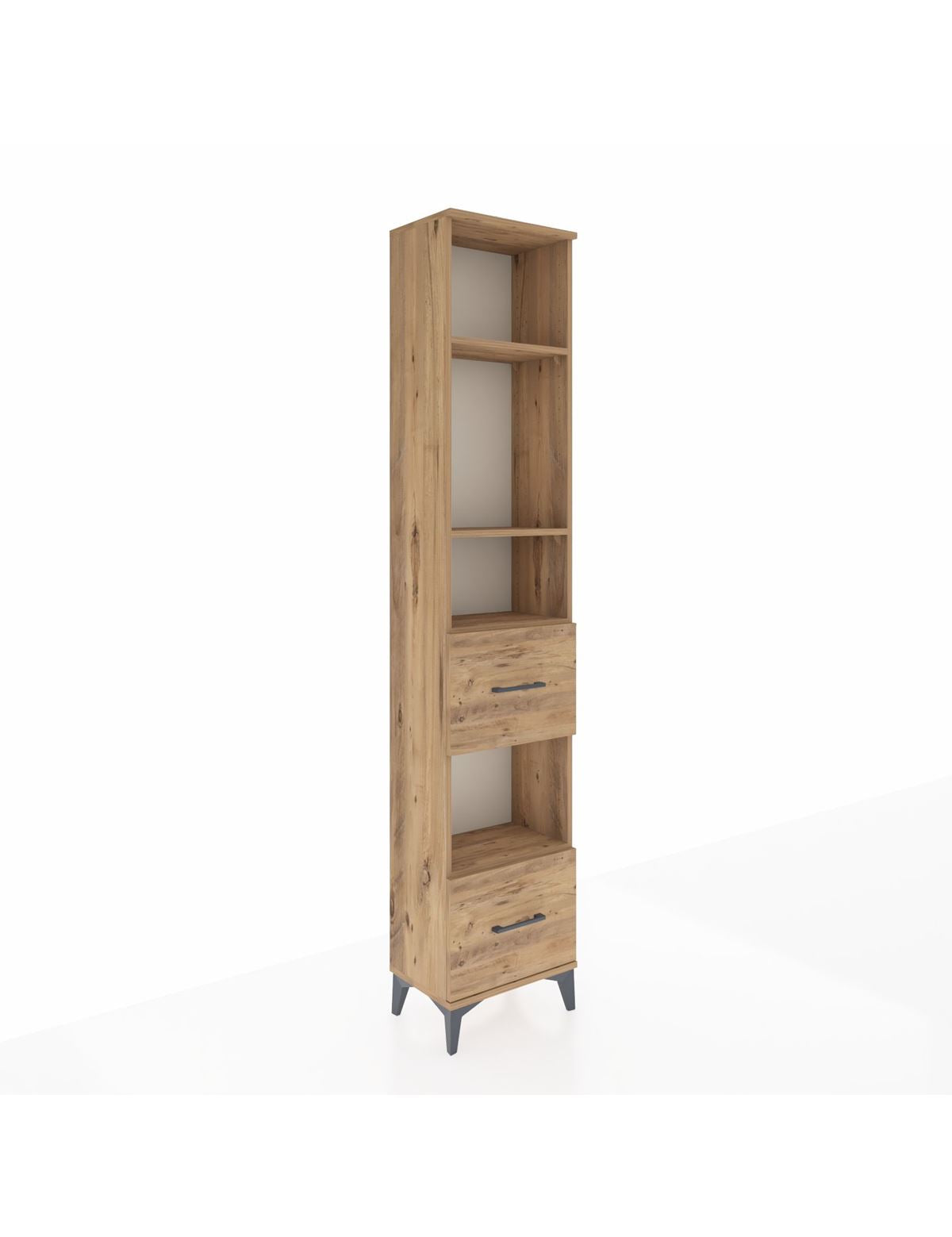 Arges Dolap 4 Raflı 2 Çekmeceli 44x30x221 Çam-Çam