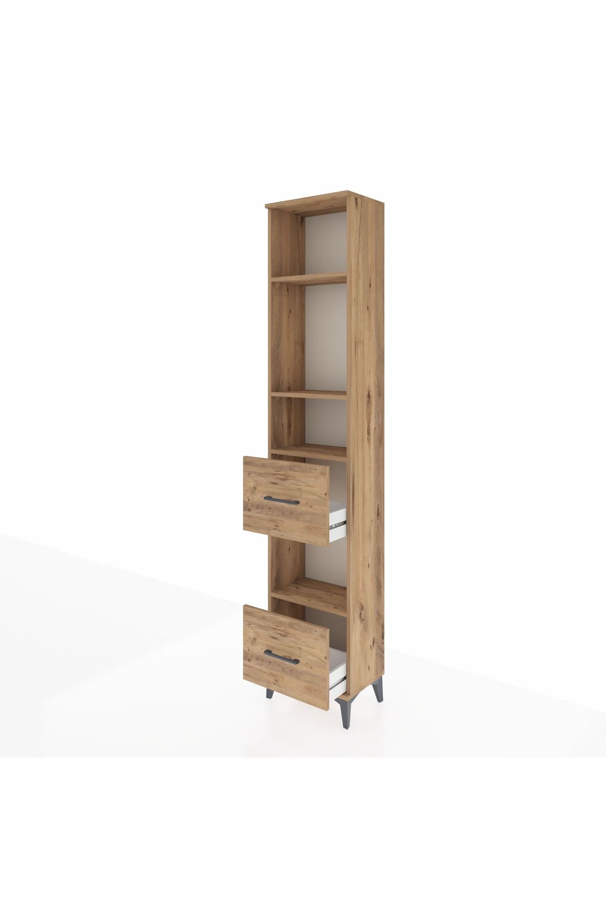 Arges Dolap 4 Raflı 2 Çekmeceli 44x30x221 Çam-Çam