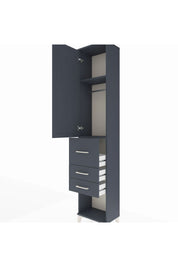 Arges Dolap 2 Raflı 3 Çekmeceli Tek Askılı 44x30x221 Antrasit-Antrasit