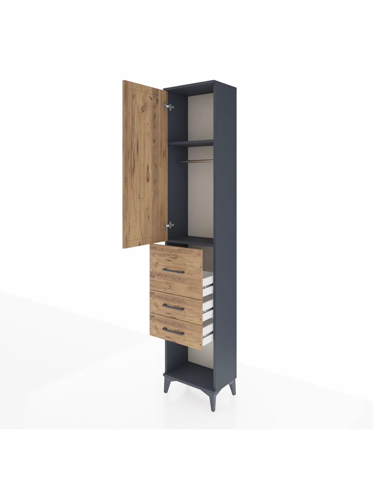 Arges Dolap 2 Raflı 3 Çekmeceli Tek Askılı 44x30x221 - S28M142V6A