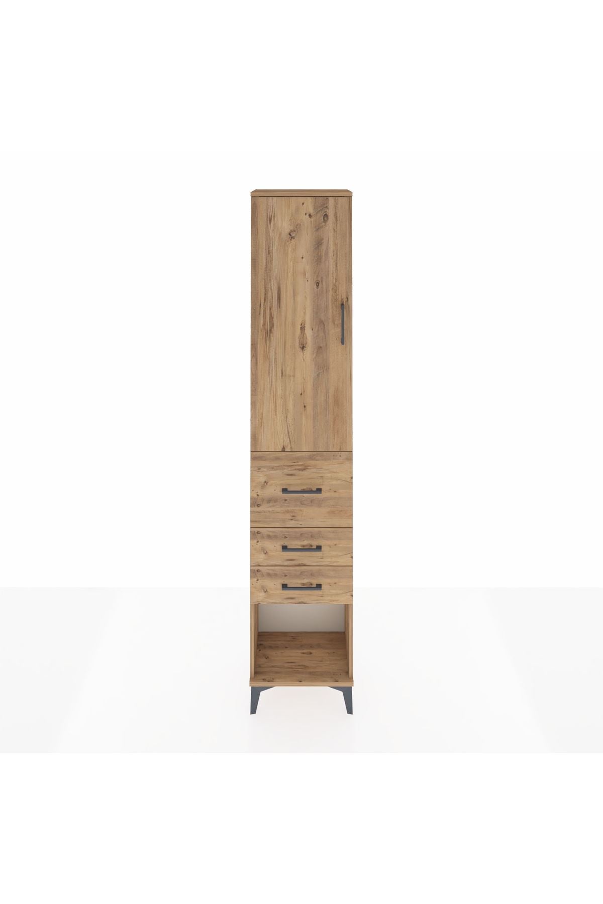 Arges Dolap 2 Raflı 3 Çekmeceli Tek Askılı 44x30x221 Çam-Çam