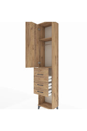 Arges Dolap 2 Raflı 3 Çekmeceli Tek Askılı 44x30x221 Çam-Çam