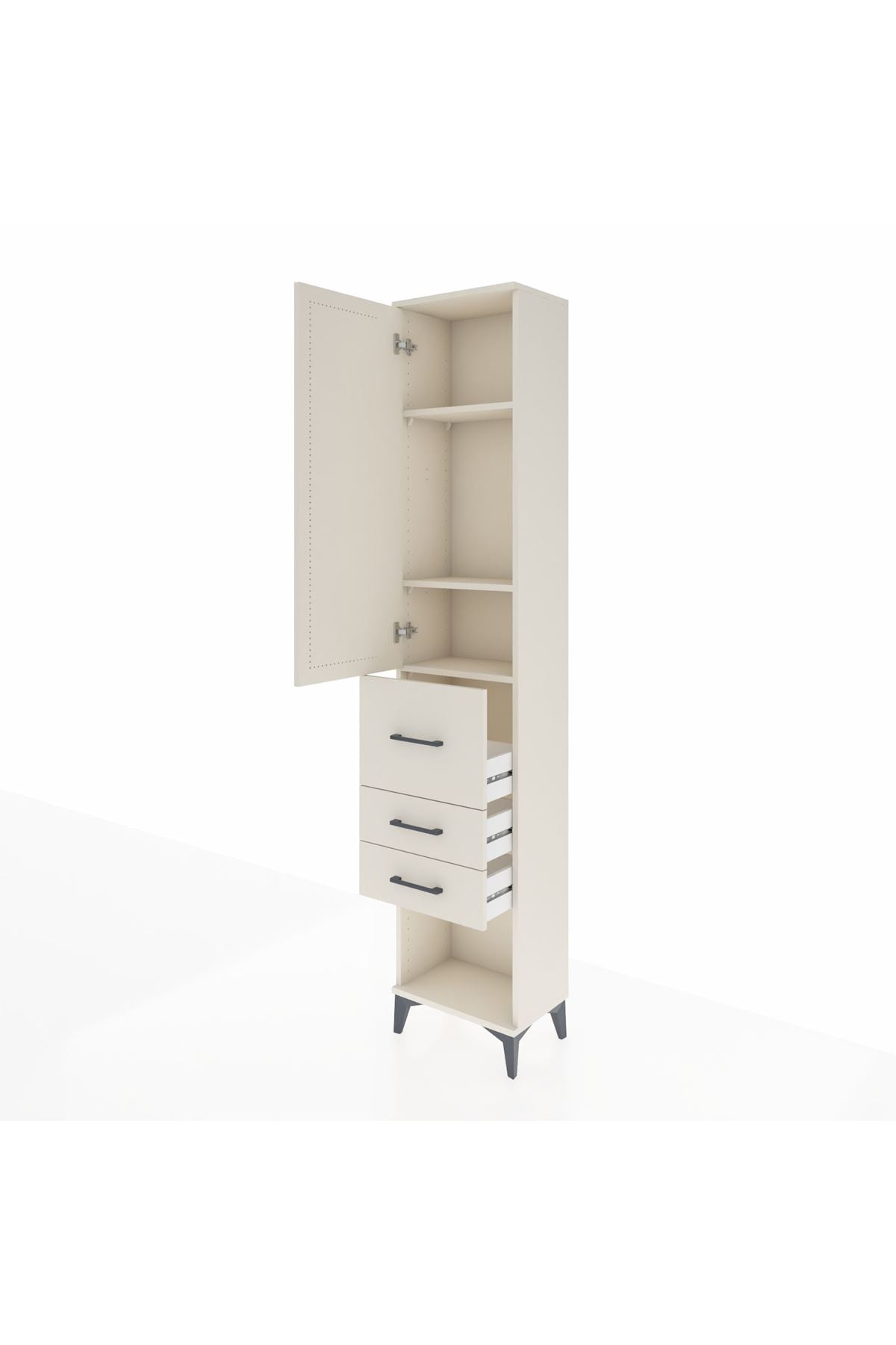 Arges Dolap 3 Raflı 3 Çekmeceli Tek Kapaklı 44x30x221 Aytaşı-Aytaşı