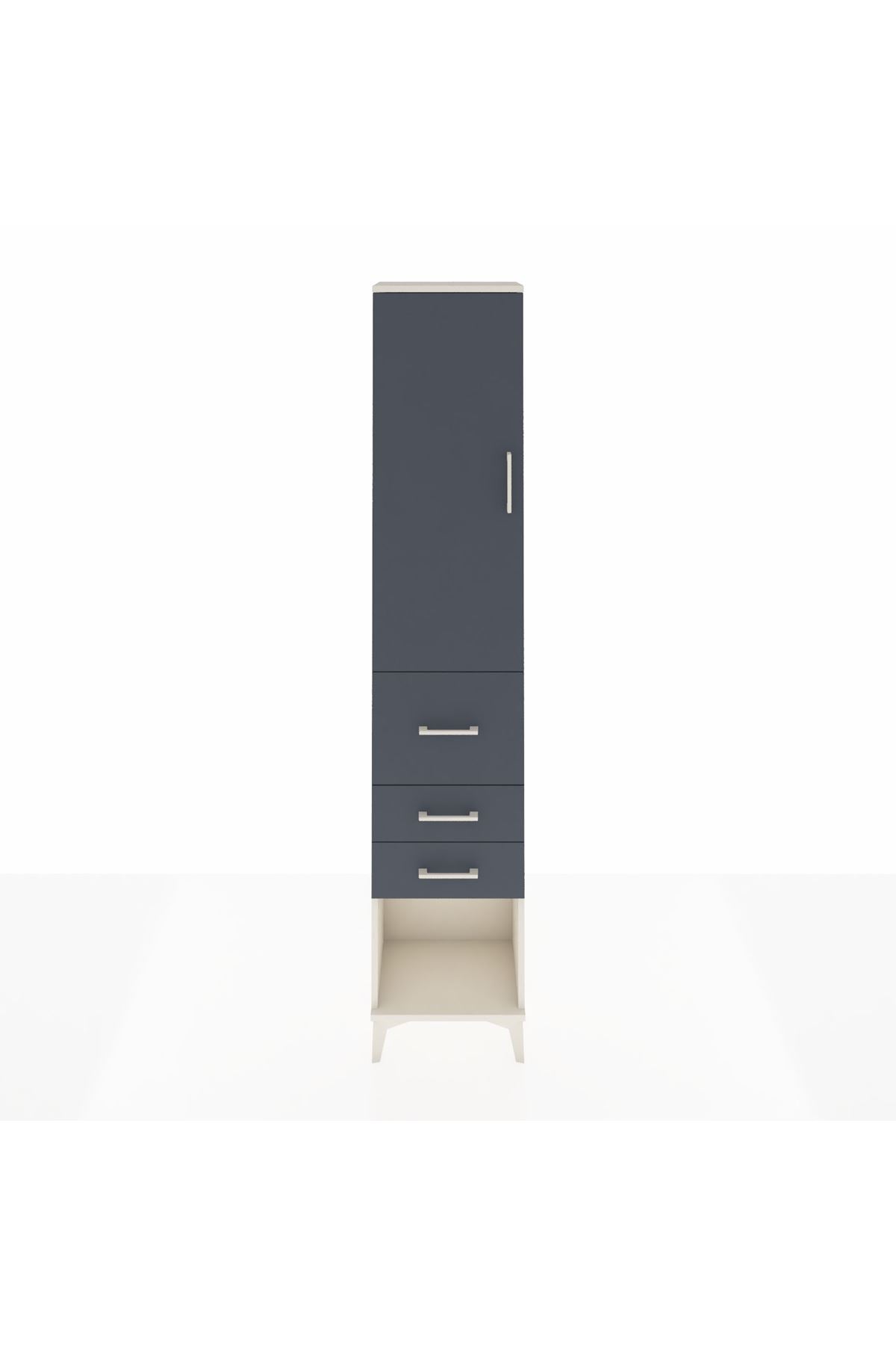 Arges Dolap 3 Raflı 3 Çekmeceli Tek Kapaklı 44x30x221 Aytaşı-Antrasit