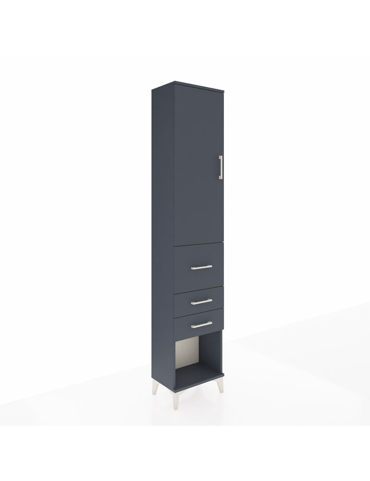 Arges Dolap 3 Raflı 3 Çekmeceli Tek Kapaklı 44x30x221 Antrasit-Antrasit