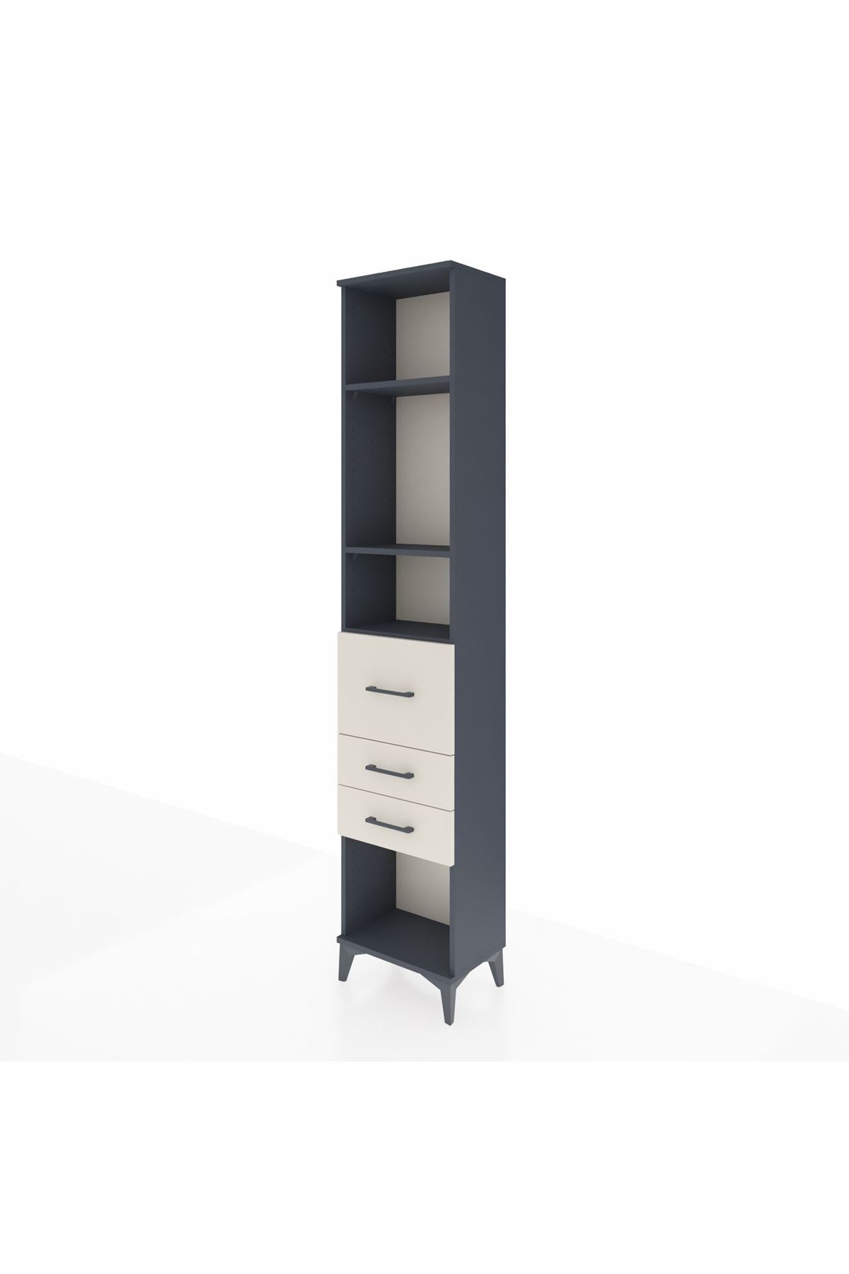 Arges Dolap 3 Raflı 3 Çekmeceli 44x30x221 Antrasit-Aytaşı