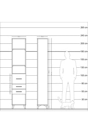 Arges Dolap 3 Raflı 3 Çekmeceli 44x30x221 Antrasit-Antrasit