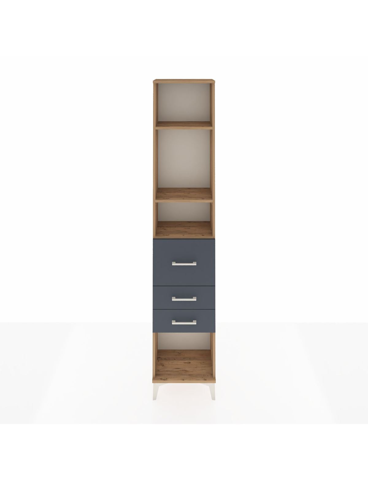 Arges Dolap 3 Raflı 3 Çekmeceli 44x30x221 Çam-Antrasit