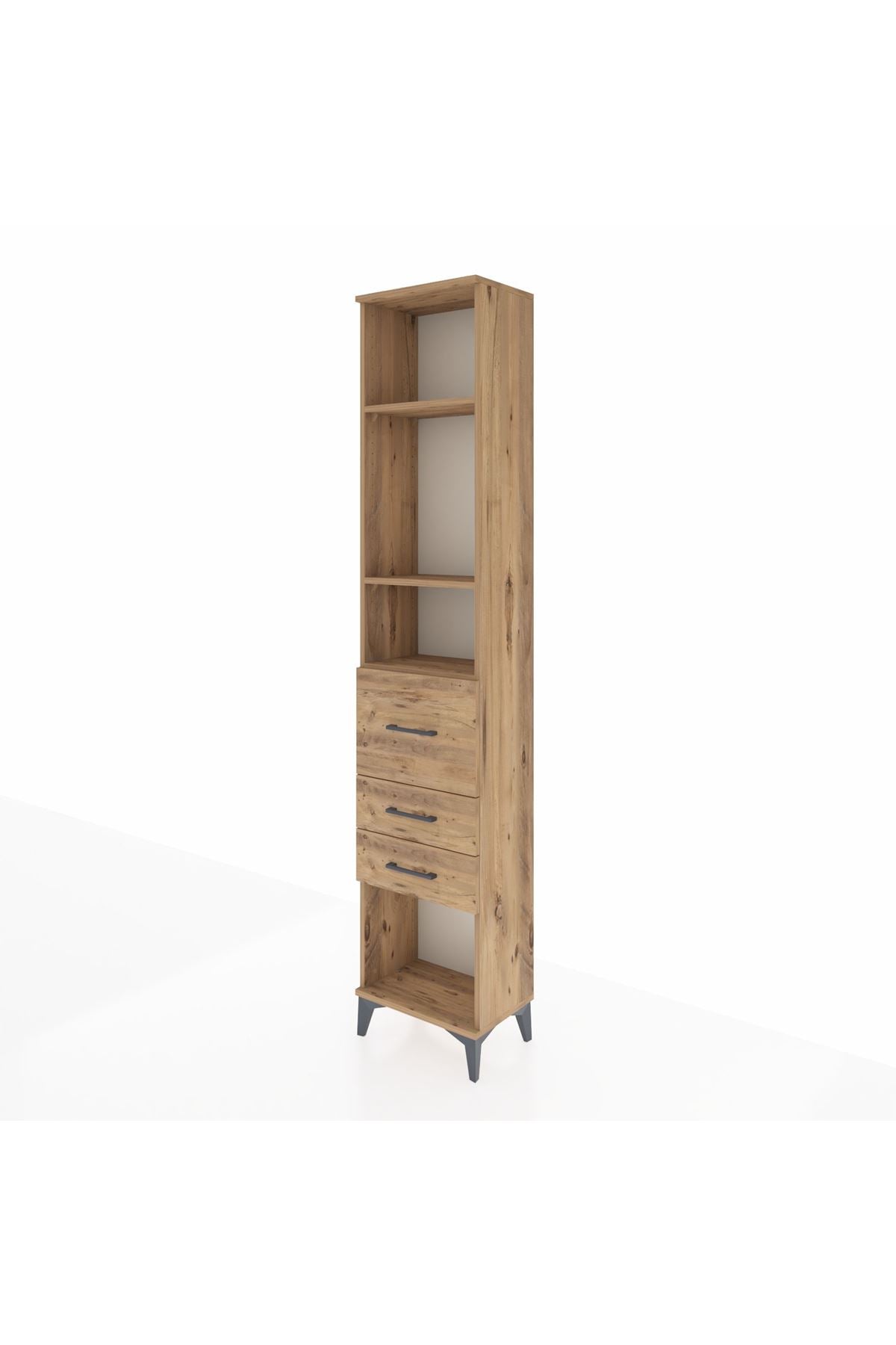 Arges Dolap 3 Raflı 3 Çekmeceli 44x30x221 Çam-Çam