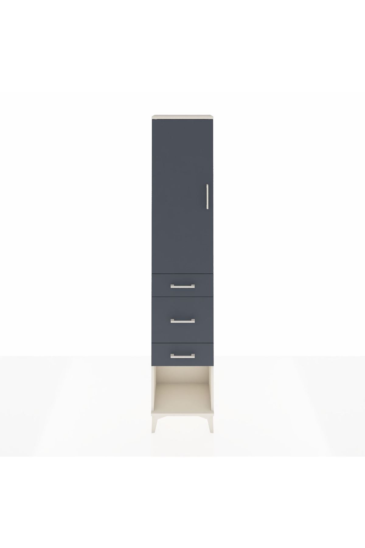 Arges Dolap 2 Raflı 3 Çekmeceli Tek Askılı 44x30x221 Aytaşı-Antrasit