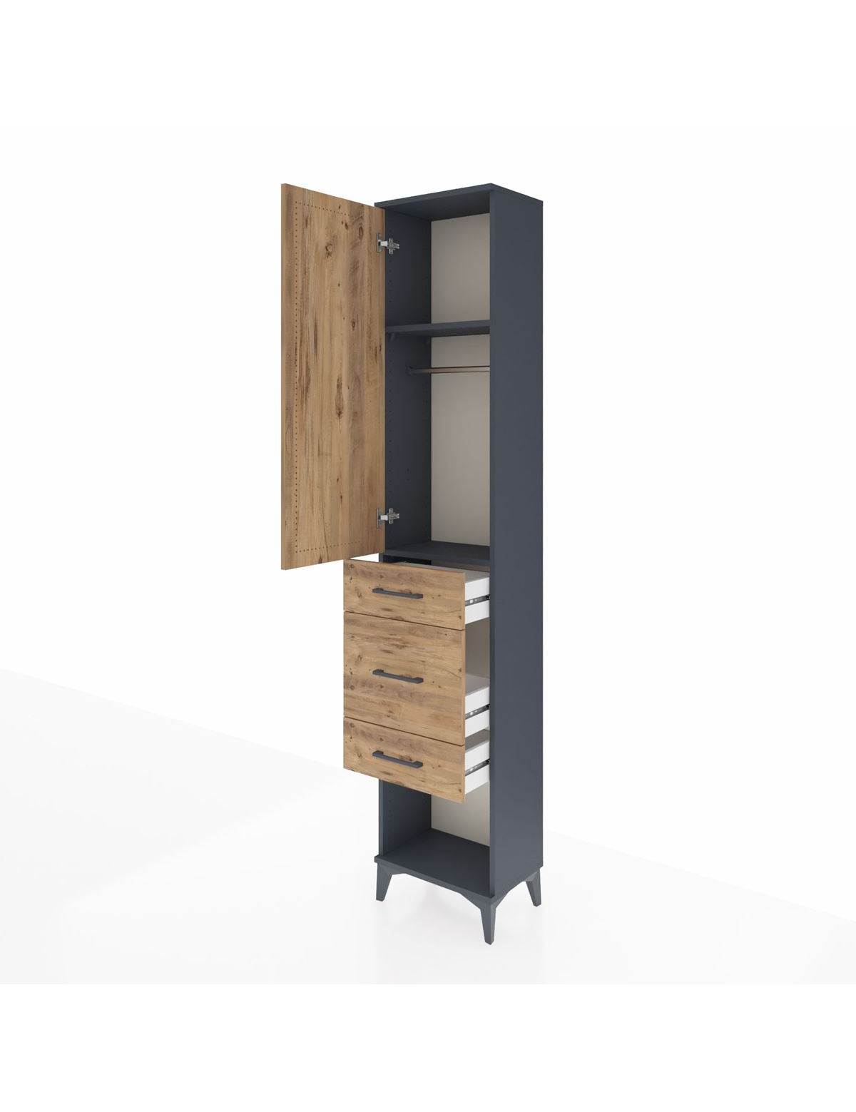 Arges Dolap 2 Raflı 3 Çekmeceli Tek Askılı 44x30x221 - S28M145V6A