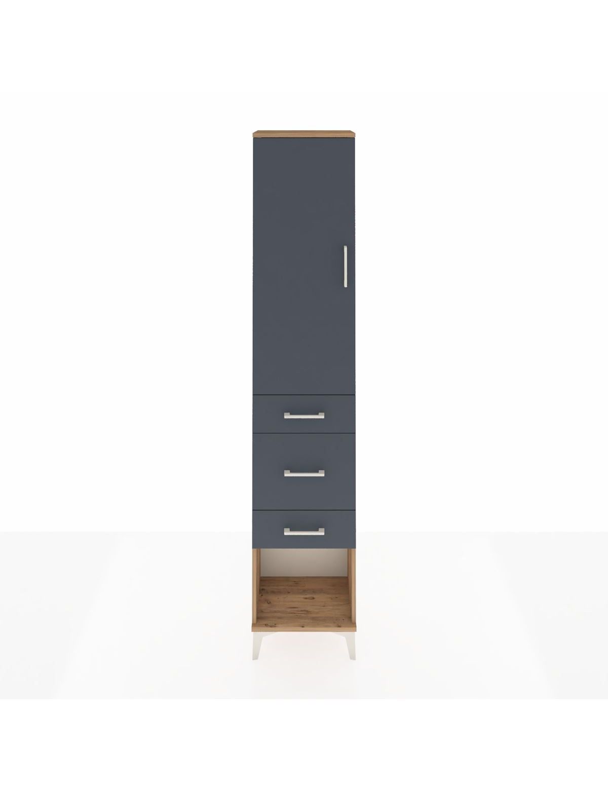 Arges Dolap 2 Raflı 3 Çekmeceli Tek Askılı 44x30x221 Çam-Antrasit