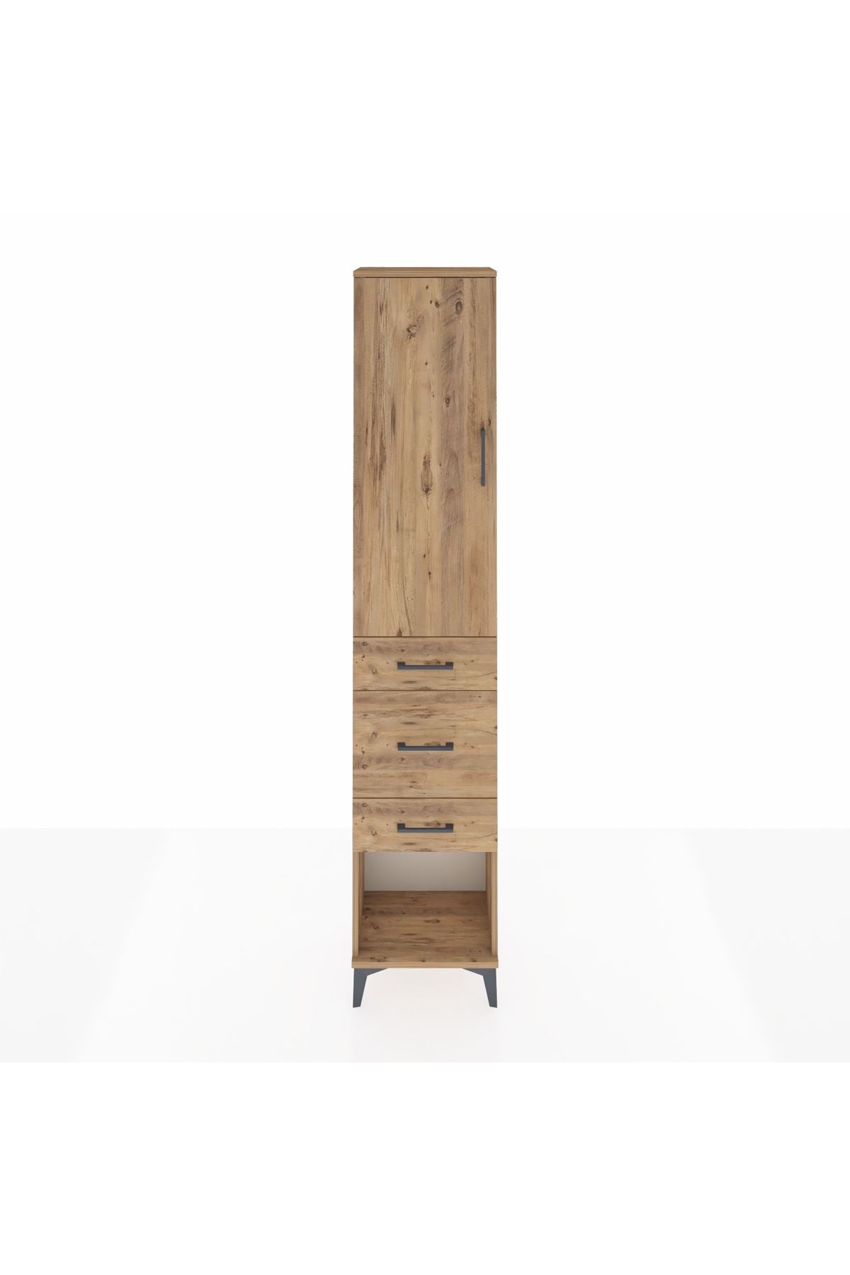 Arges Dolap 2 Raflı 3 Çekmeceli Tek Askılı 44x30x221 Çam-Çam