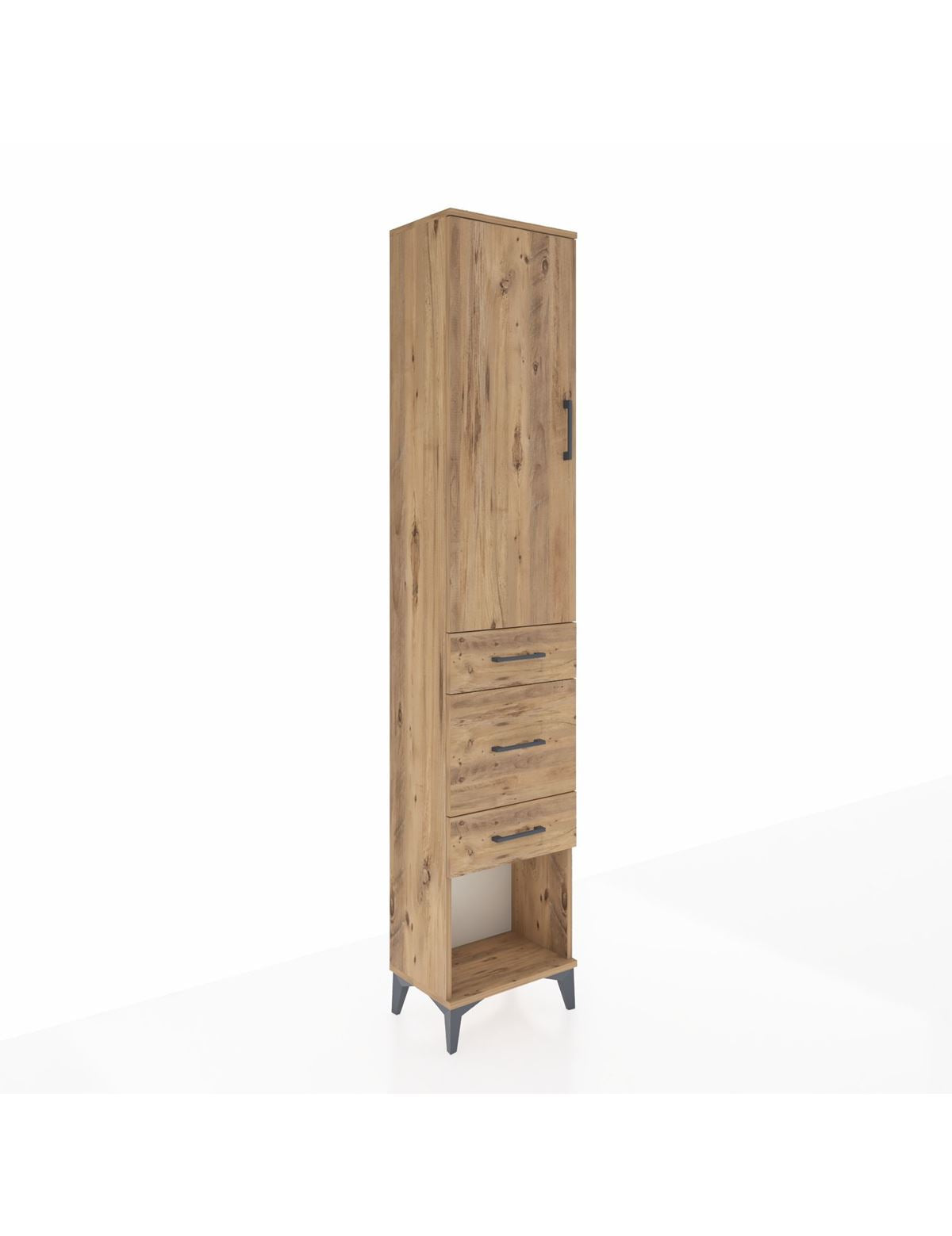 Arges Dolap 2 Raflı 3 Çekmeceli Tek Askılı 44x30x221 Çam-Çam