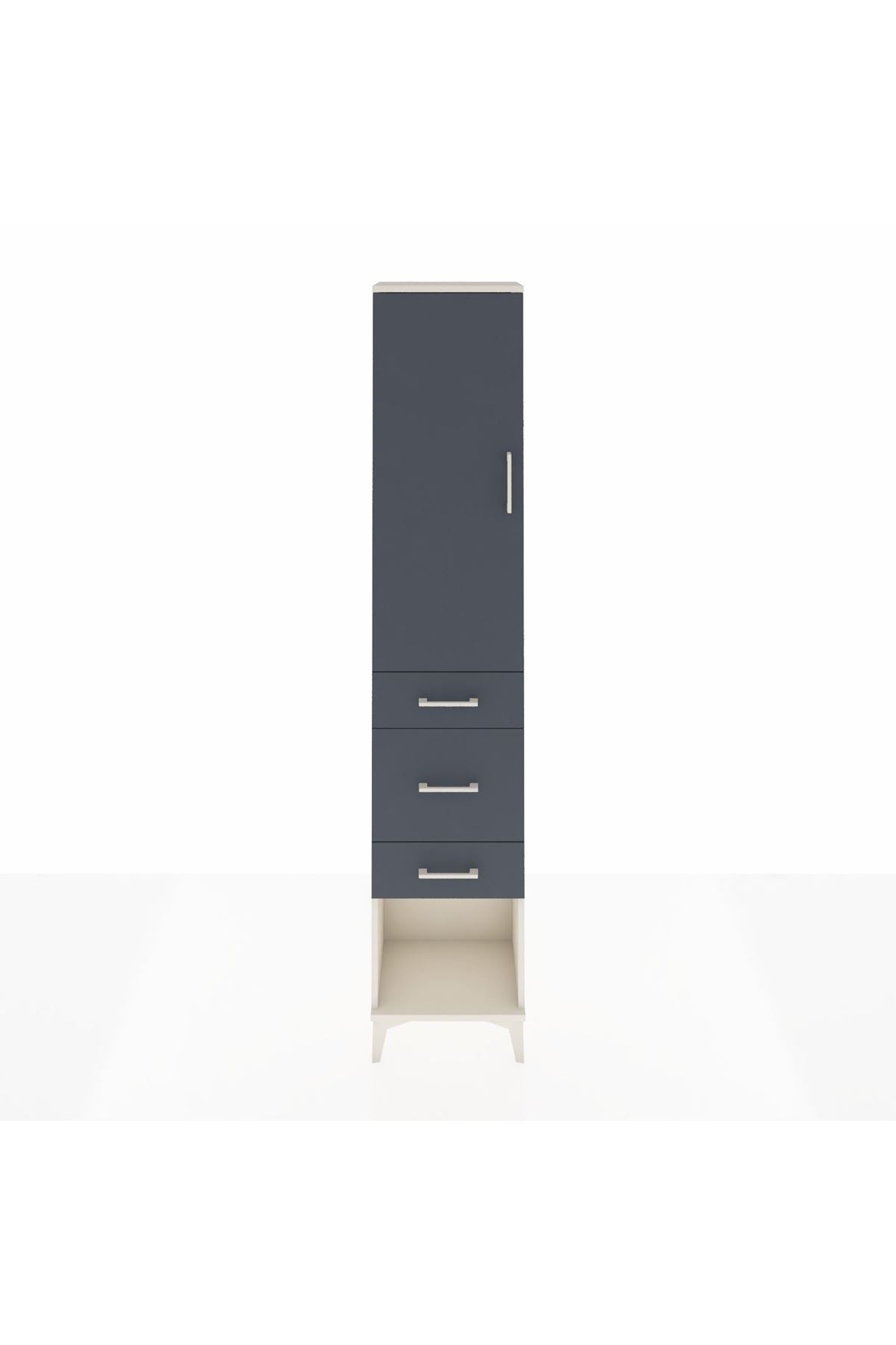 Arges Dolap 3 Raflı 3 Çekmeceli Tek Kapaklı 44x30x221 Aytaşı-Antrasit