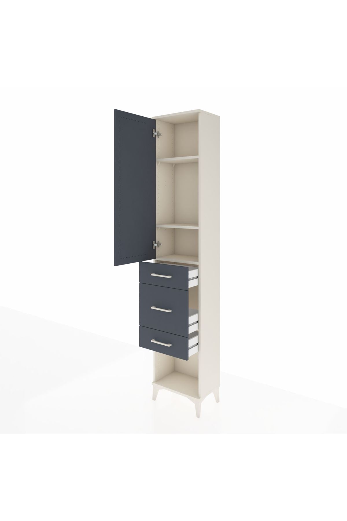 Arges Dolap 3 Raflı 3 Çekmeceli Tek Kapaklı 44x30x221 Aytaşı-Antrasit