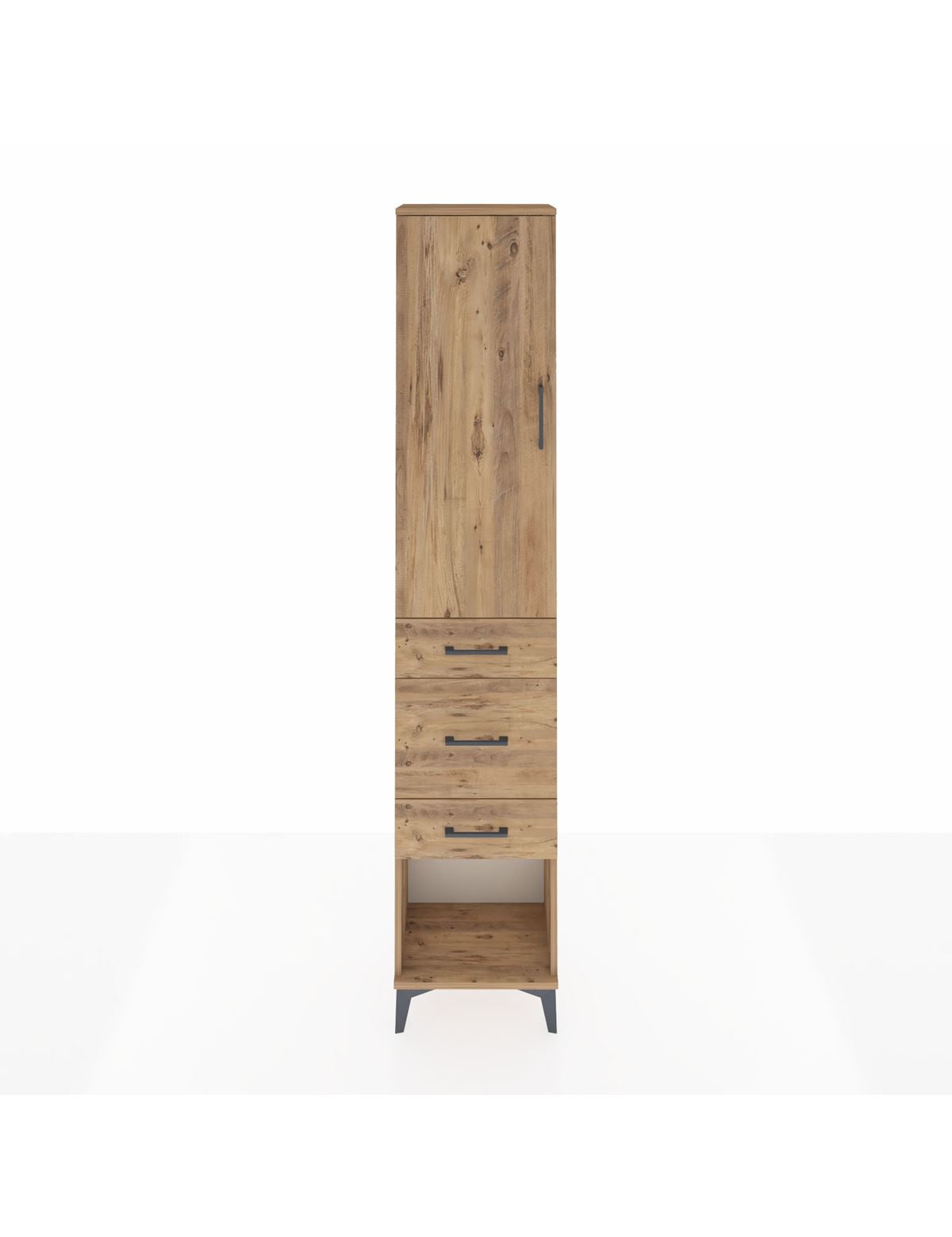 Arges Dolap 3 Raflı 3 Çekmeceli Tek Kapaklı 44x30x221 Çam-Çam