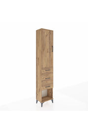 Arges Dolap 3 Raflı 3 Çekmeceli Tek Kapaklı 44x30x221 Çam-Çam