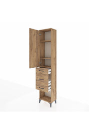 Arges Dolap 3 Raflı 3 Çekmeceli Tek Kapaklı 44x30x221 Çam-Çam