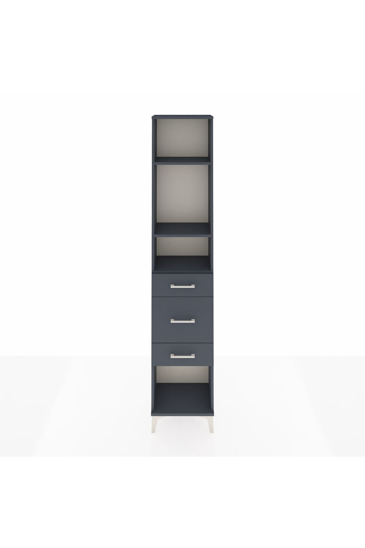 Arges Dolap 3 Raflı 3 Çekmeceli 44x30x221 Antrasit-Antrasit