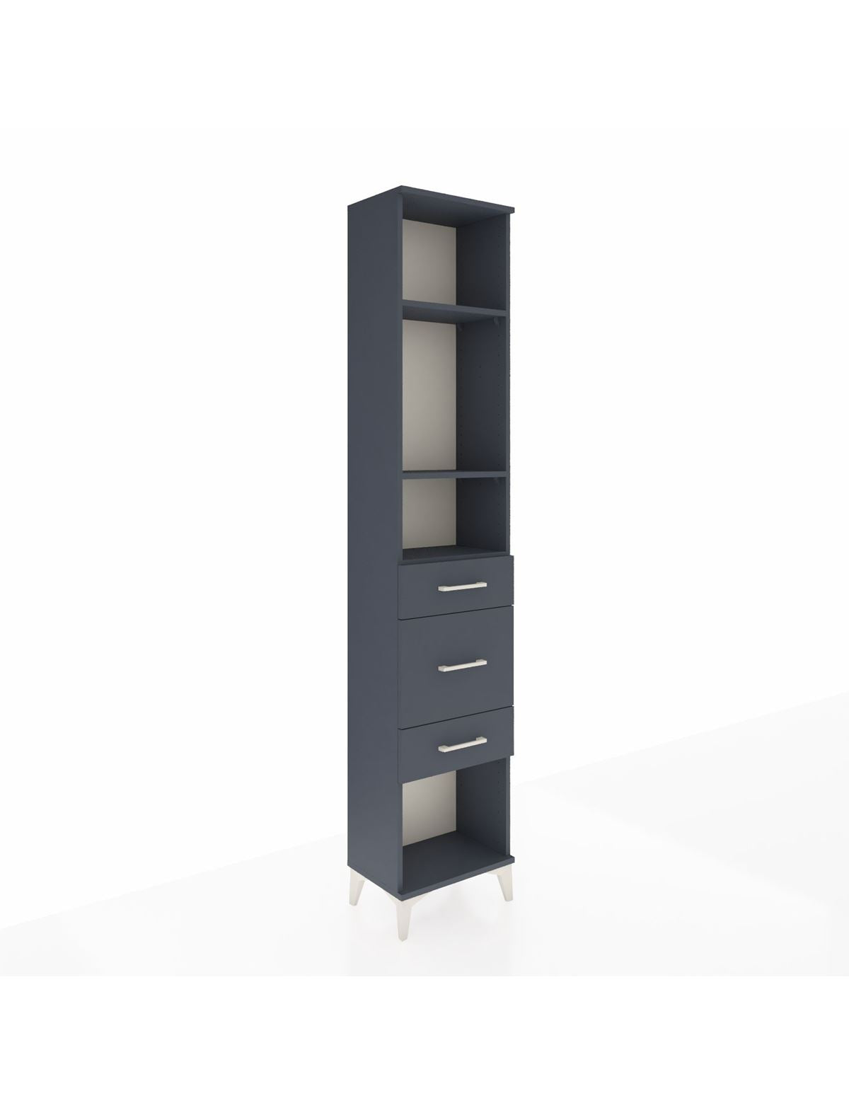 Arges Dolap 3 Raflı 3 Çekmeceli 44x30x221 Antrasit-Antrasit