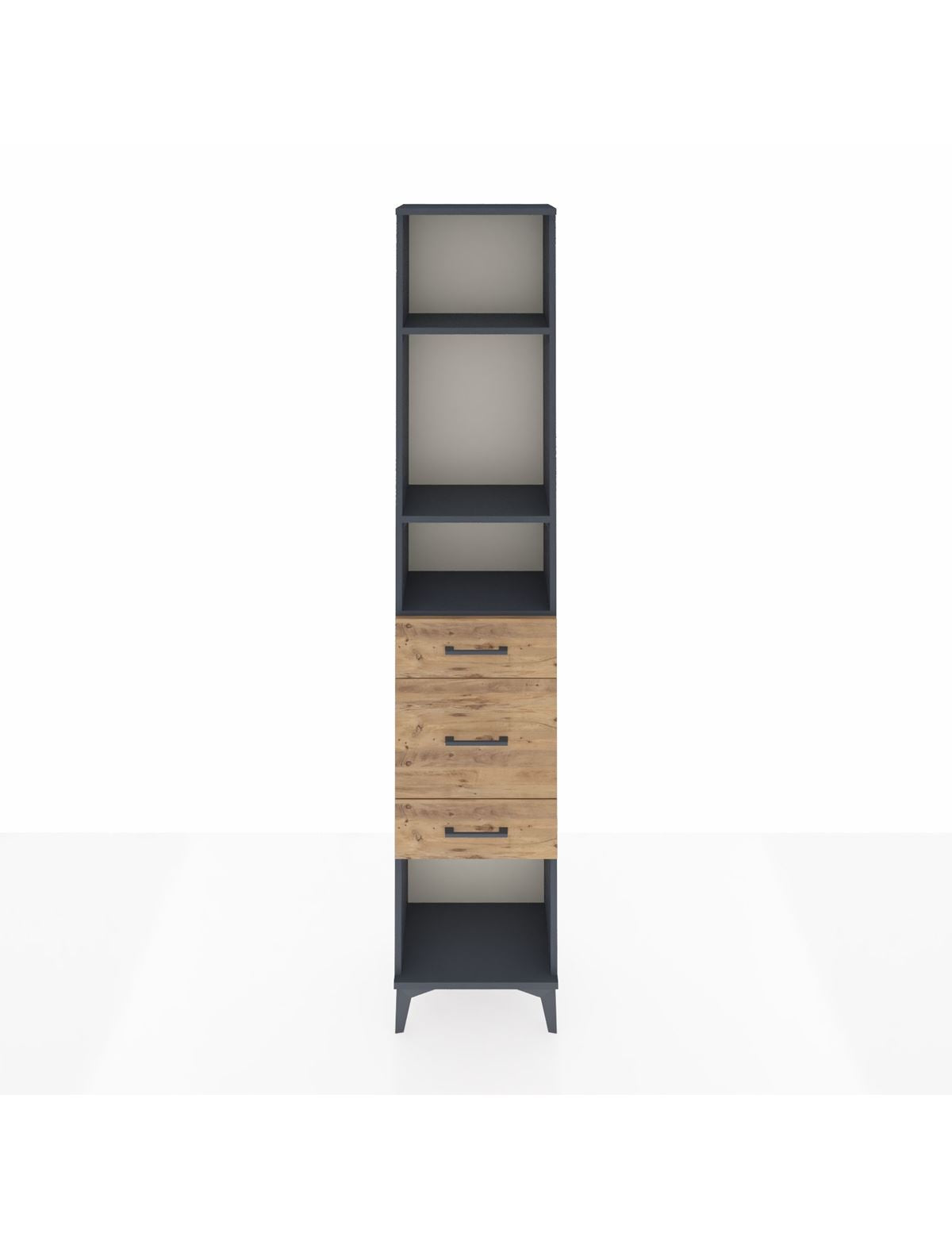 Arges Dolap 3 Raflı 3 Çekmeceli 44x30x221 Antrasit-Çam