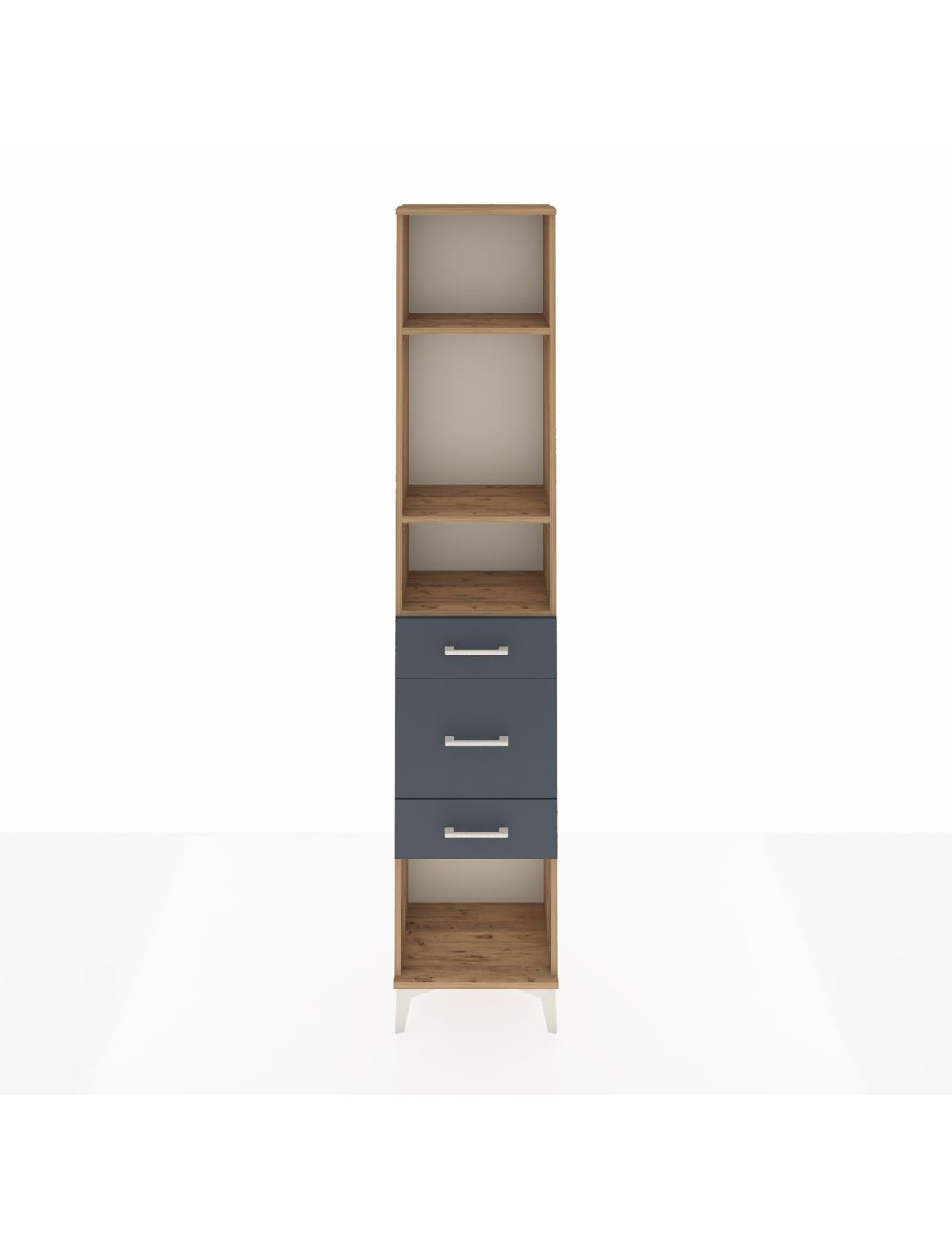 Arges Dolap 3 Raflı 3 Çekmeceli 44x30x221 Çam-Antrasit