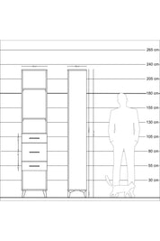 Arges Dolap 3 Raflı 3 Çekmeceli 44x30x221 Çam-Antrasit