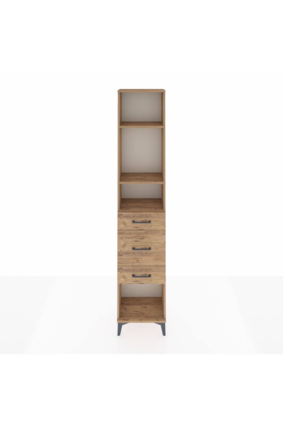 Arges Dolap 3 Raflı 3 Çekmeceli 44x30x221 Çam-Çam