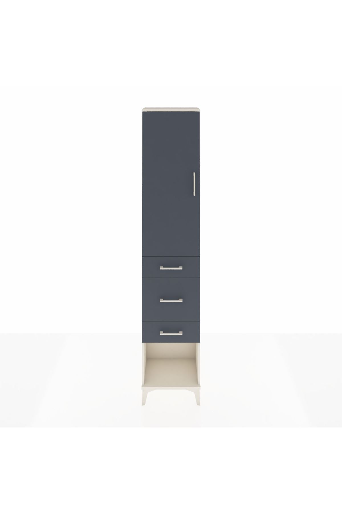 Arges Dolap 3 Raflı 3 Çekmeceli Tek Kapaklı 44x30x221 Aytaşı-Antrasit