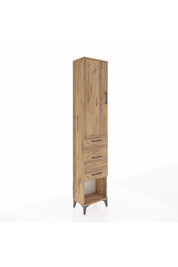 Arges Dolap 3 Raflı 3 Çekmeceli Tek Kapaklı 44x30x221 Çam-Çam