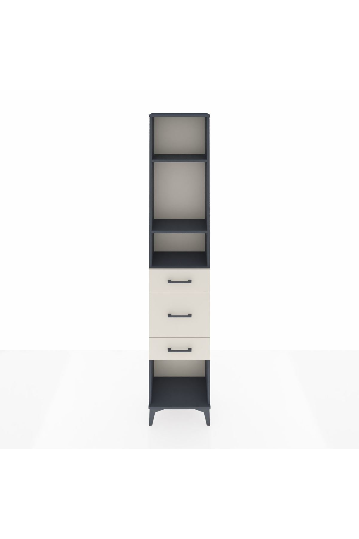 Arges Dolap 3 Raflı 3 Çekmeceli 44x30x221 Antrasit-Aytaşı