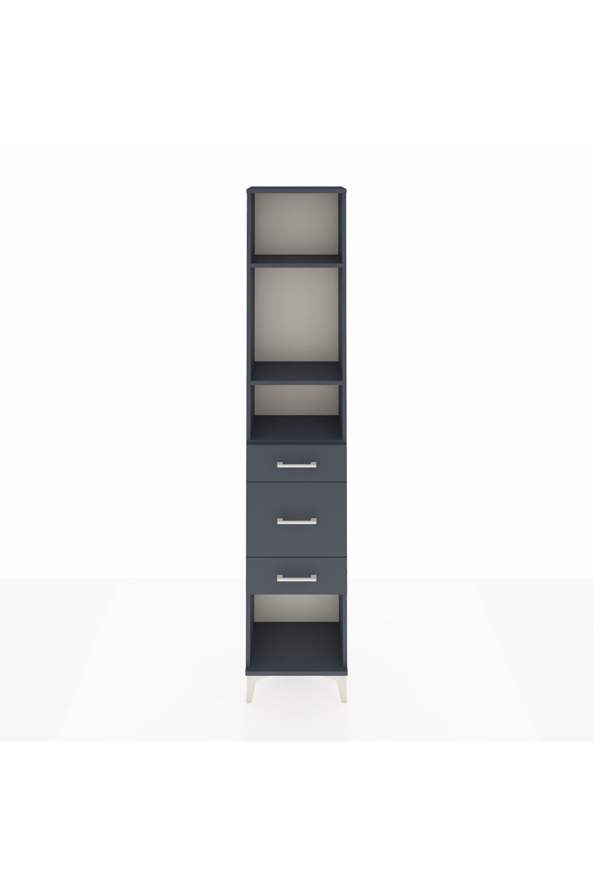 Arges Dolap 3 Raflı 3 Çekmeceli 44x30x221 Antrasit-Antrasit