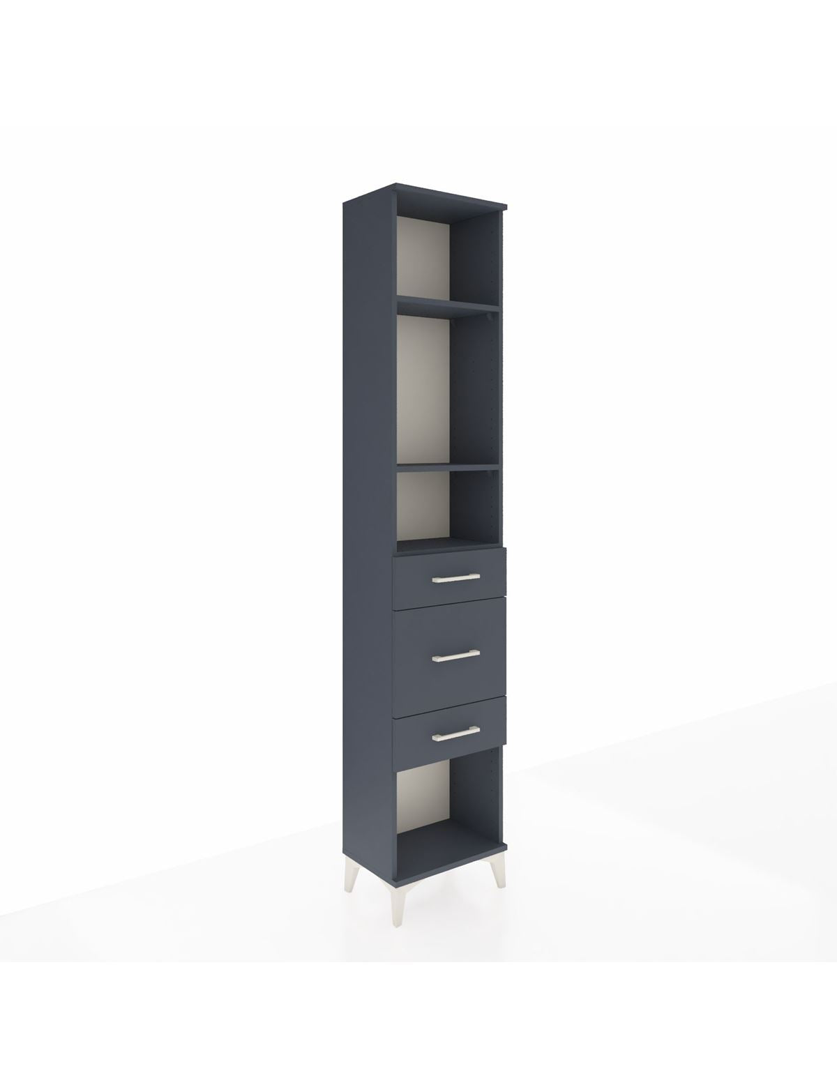 Arges Dolap 3 Raflı 3 Çekmeceli 44x30x221 Antrasit-Antrasit