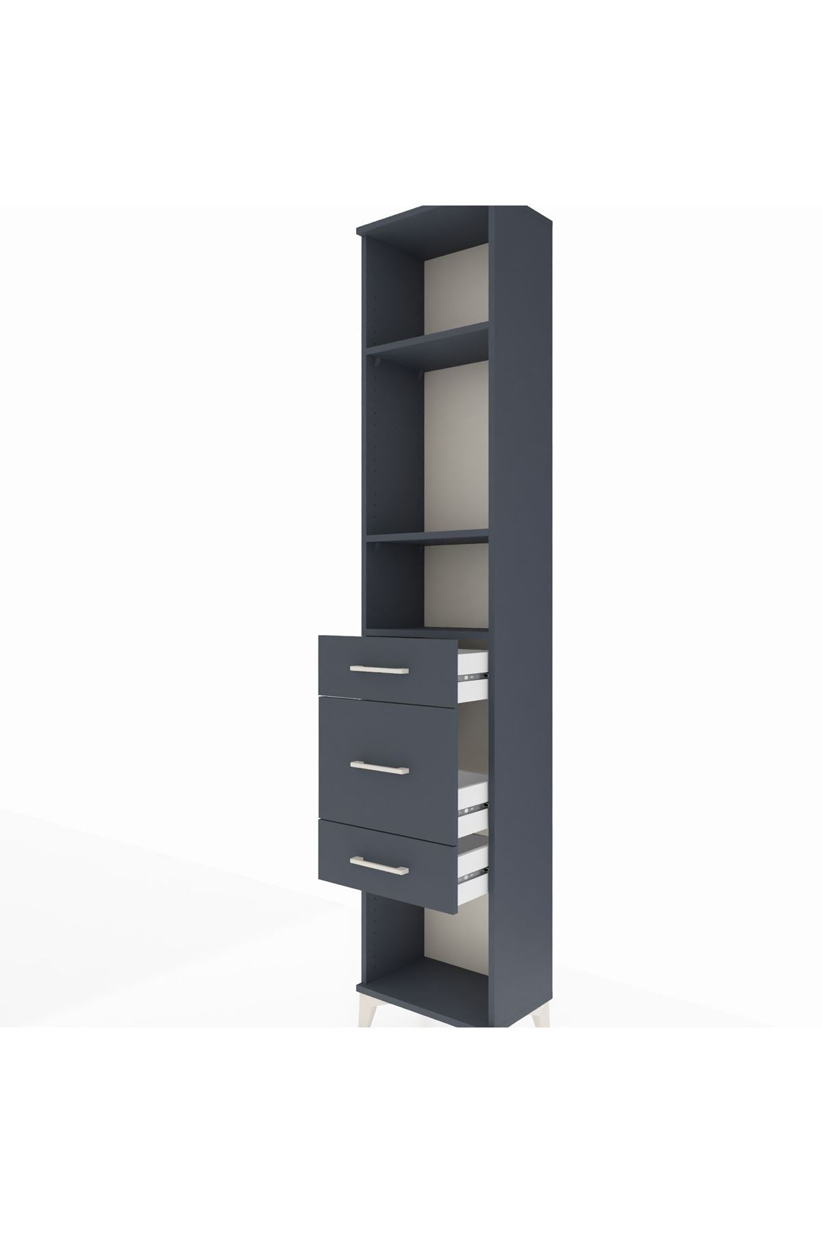 Arges Dolap 3 Raflı 3 Çekmeceli 44x30x221 Antrasit-Antrasit