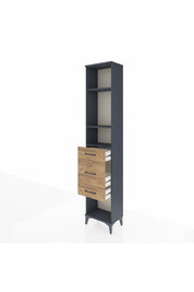 Arges Dolap 3 Raflı 3 Çekmeceli 44x30x221 Antrasit-Çam