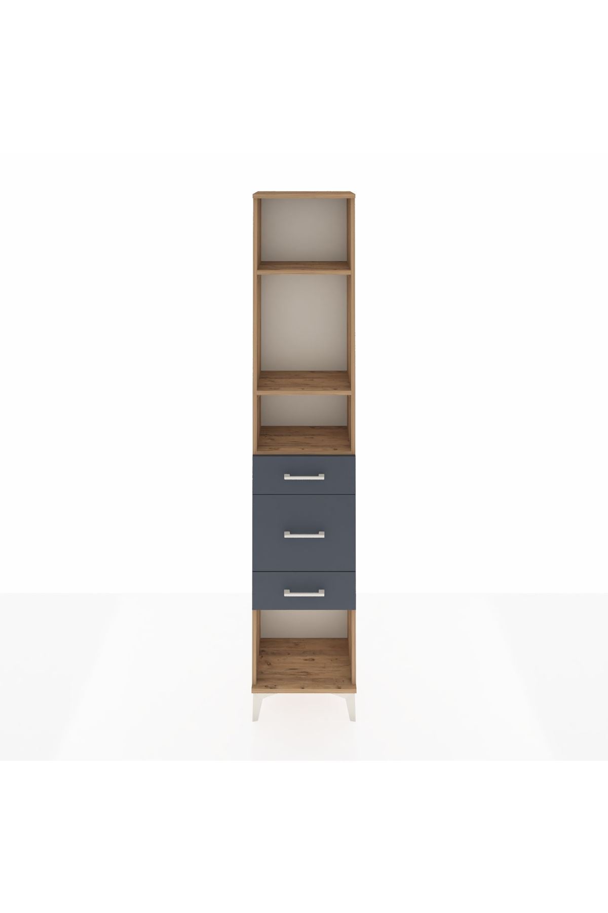 Arges Dolap 3 Raflı 3 Çekmeceli 44x30x221 Çam-Antrasit