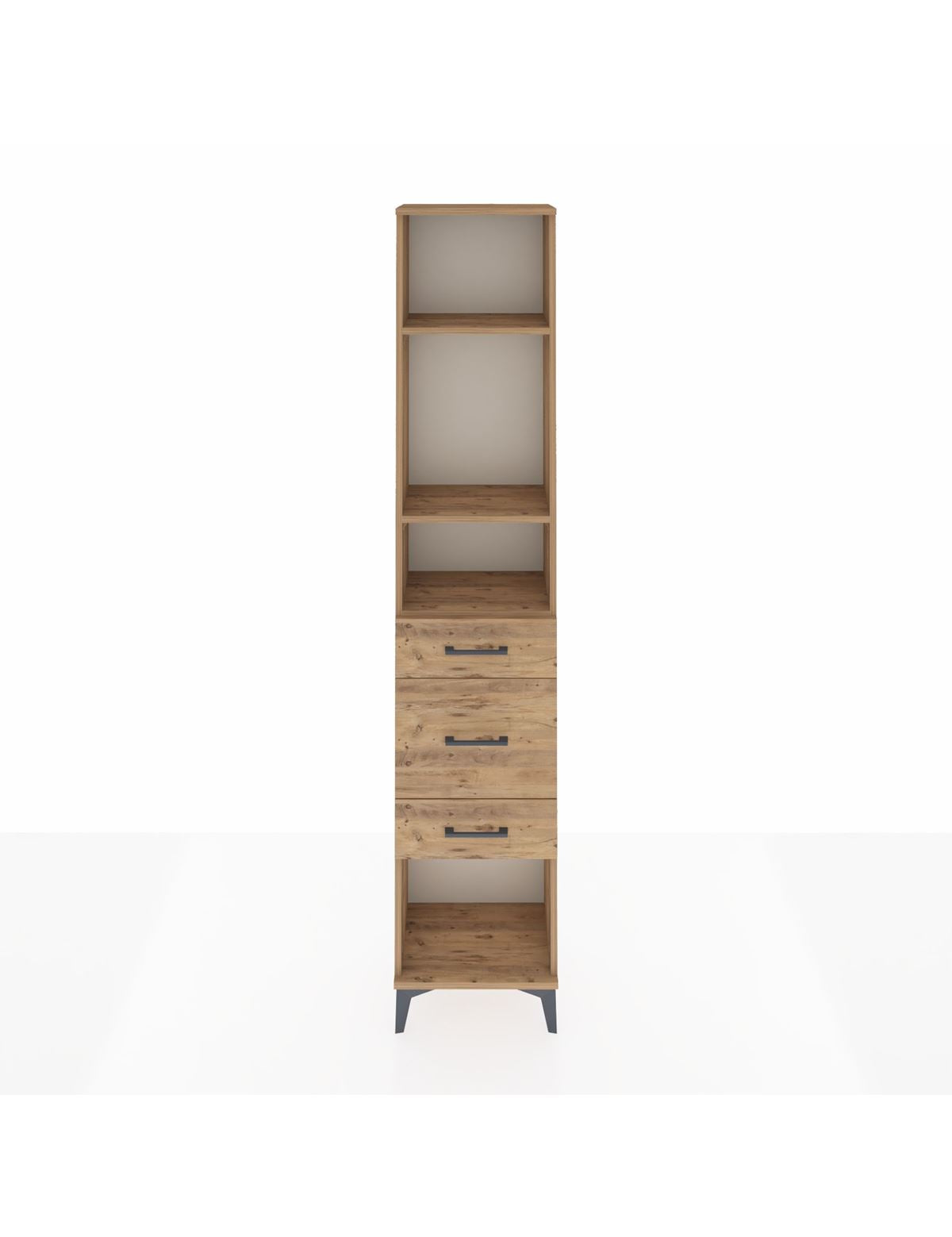 Arges Dolap 3 Raflı 3 Çekmeceli 44x30x221 Çam-Çam