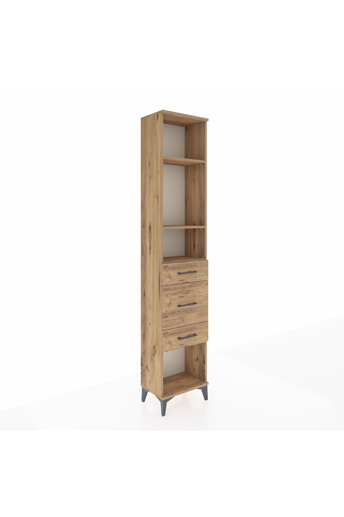 Arges Dolap 3 Raflı 3 Çekmeceli 44x30x221 Çam-Çam