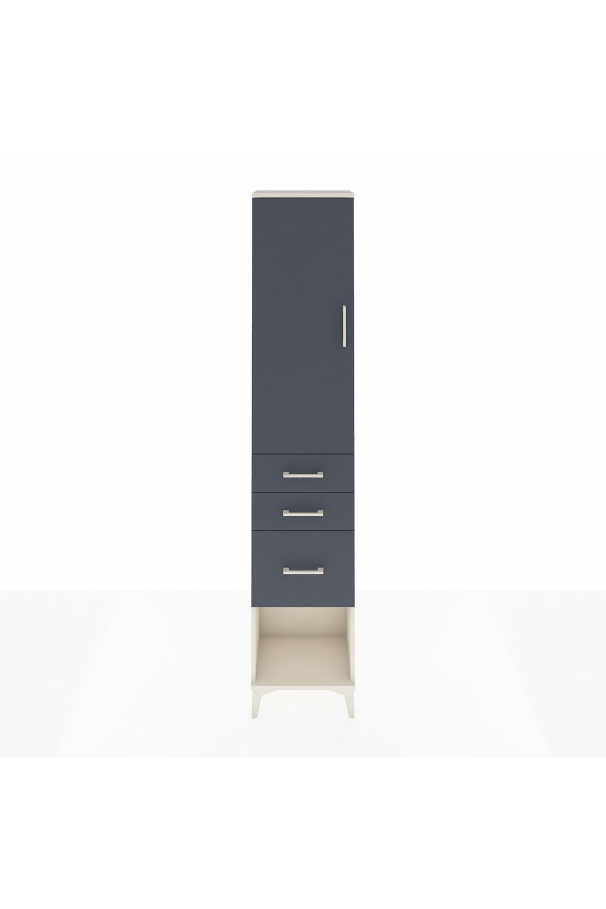 Arges Dolap 2 Raflı 3 Çekmeceli Tek Askılı 44x30x221 Aytaşı-Antrasit