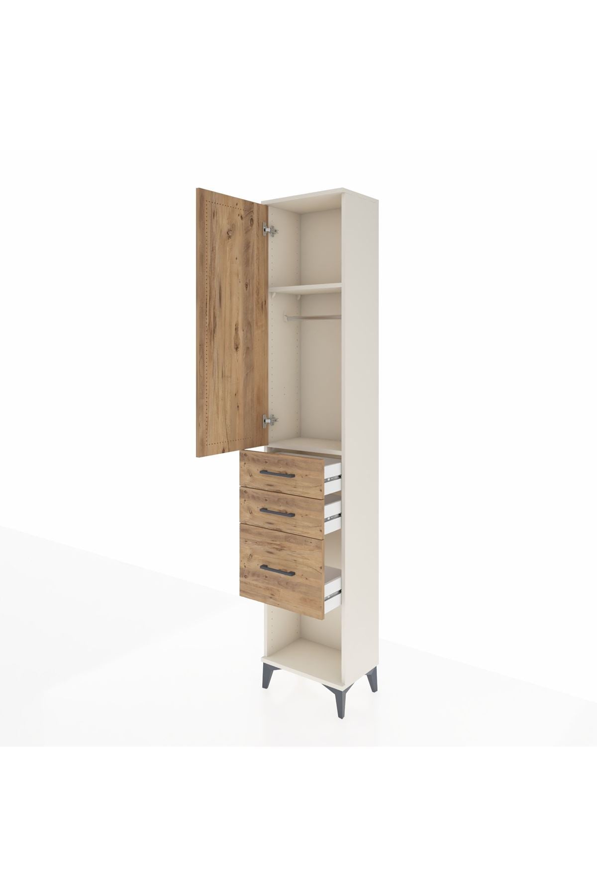 Arges Dolap 2 Raflı 3 Çekmeceli Tek Askılı 44x30x221 Aytaşı-Çam