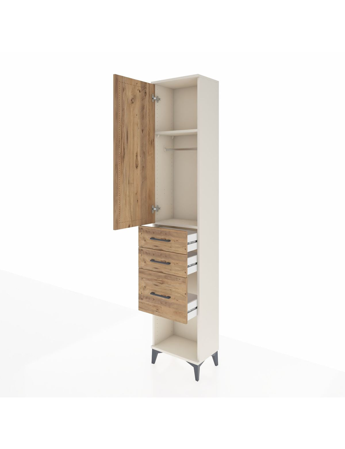 Arges Dolap 2 Raflı 3 Çekmeceli Tek Askılı 44x30x221 - S28M150V3A