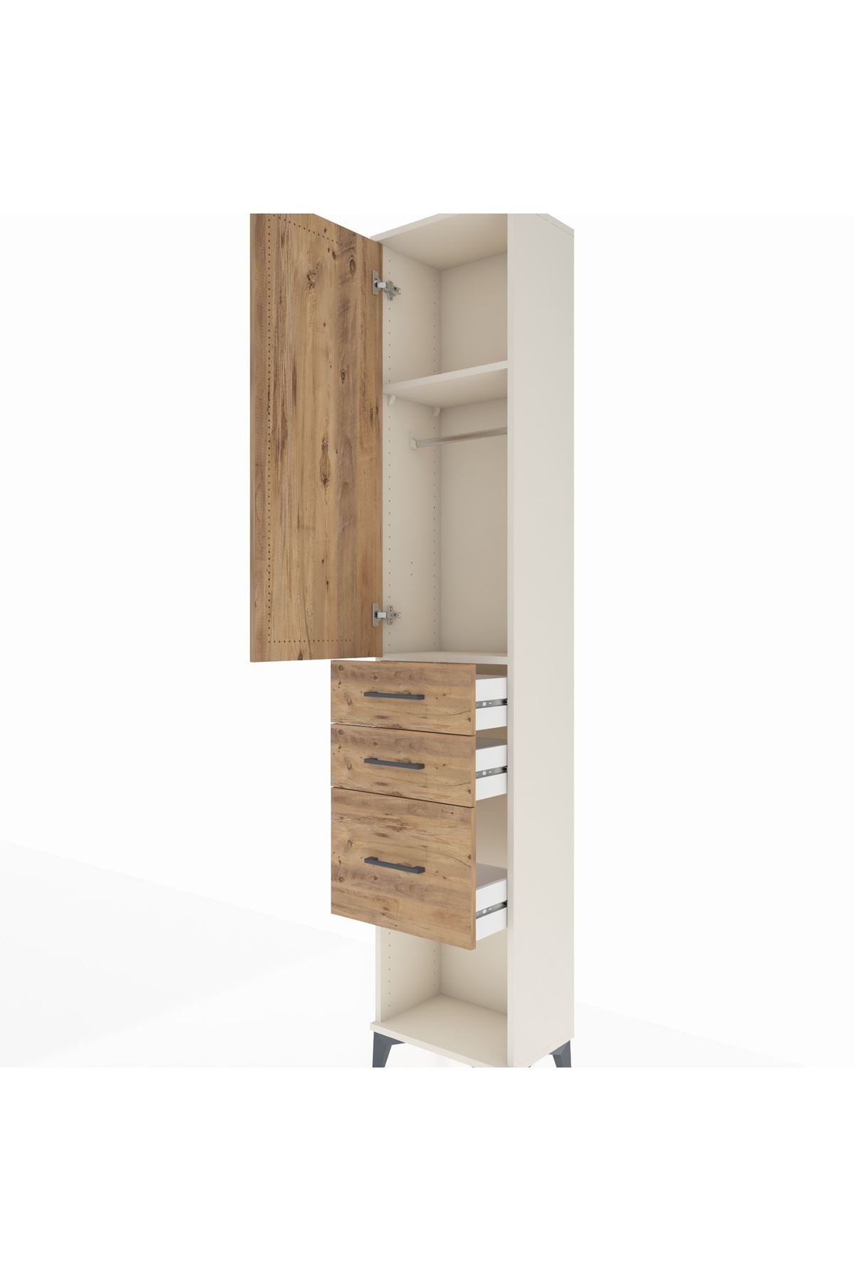 Arges Dolap 2 Raflı 3 Çekmeceli Tek Askılı 44x30x221 - S28M150V3A