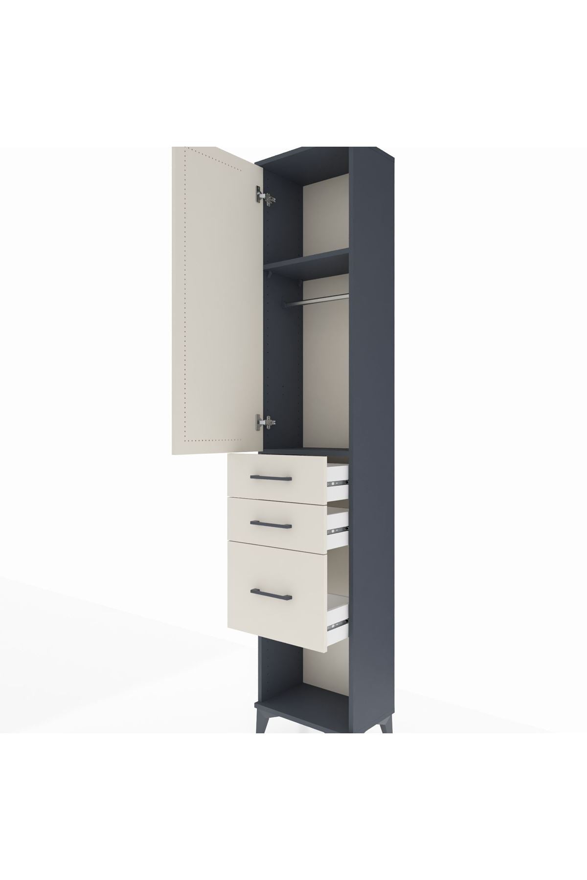 Arges Dolap 2 Raflı 3 Çekmeceli Tek Askılı 44x30x221 - S28M150V4A