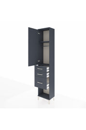 Arges Dolap 2 Raflı 3 Çekmeceli Tek Askılı 44x30x221 Antrasit-Antrasit